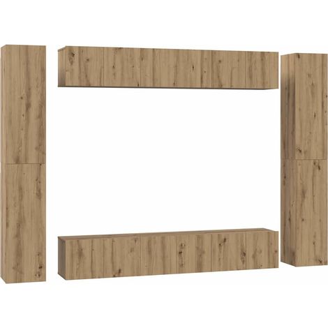 Ensemble meuble TV Banc TV Armoire TV 10 pcs Chêne artisanal Bois d'ingénierie (1/5)