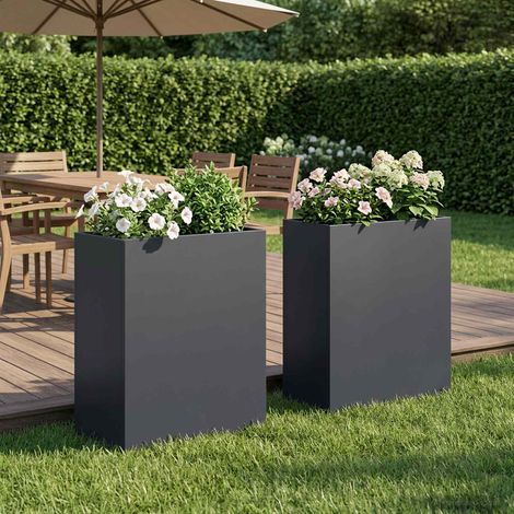 vidaXL Macetero de Jardín 2 uds. Gris antracita 40 x 20 x 50 cm (1/5)