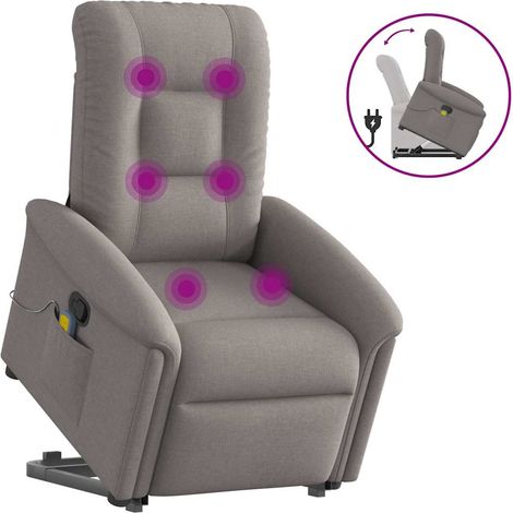 Massagesessel mit Aufstehhilfe Taupe Stoff