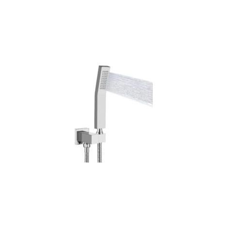Ducha de mano de alta presión en acero inoxidable SUS304 con conector de pared y manguera de ducha de 60 pulgadas, rociador de mano curvo cromado pulido ZVD - Crezuo (1/4)