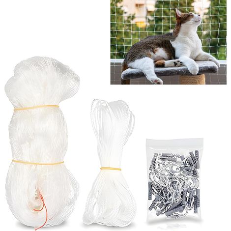 Filet Chat Balcon, Filet de Protection Chat 3 × 10m,avec Corde de Fixation et Accessoires,Protection Fenetre Chat,Robuste Filet Anti Oiseaux,Filets pourJardin,Filet Oiseaux (1/5)