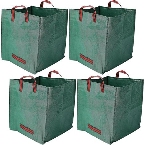 Lot de 4 Sacs Poubelles de Jardin Réutilisables 125 L - Grands Sacs Autoportants en PP - Pour Terrasse et Déchets Verts (1/5)