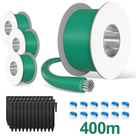 TolleTour Cavo perimetrale da 400 m per robot tosaerba con 1400 picchetti + 48 connettori per cavi per robot tosaerba