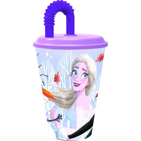 TATAWAY Disney bicchiere 430 ml con cannuccia Frozen Autumn Leaves pratico Auto