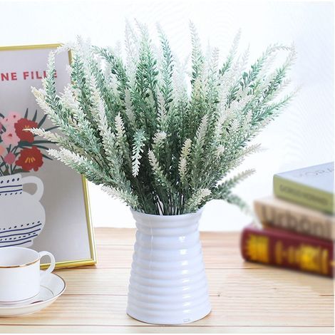 Lot de 6 fleurs artificielles de lavande blanche, Décoration élégante et romantique, Tiges flexibles en acier, Parfum personnalisable, Cadeau raffiné, Pour maison, mariage, Saint Valentin, bureau (1/5)