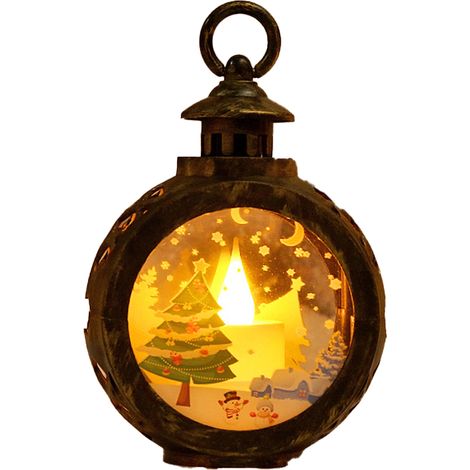Lanterne Ronde À Led - Décoration De Noël Portable - Sans Flamme - Pour Fenêtre Table Jardin Intérieur Extérieur - Lot De 1 (1/5)