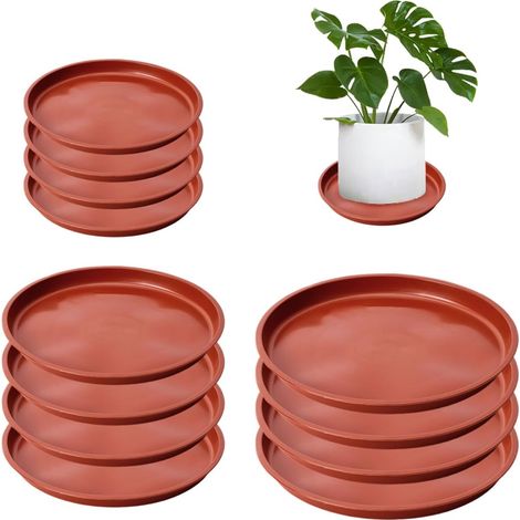 Lot de 12 plateaux pot de fleurs, soucoupes égouttement, diamètre intérieur 11,2/13,1/15 cm
