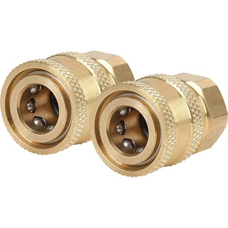 Lot de 2 raccords de nettoyeur haute pression 5 000 psi pour jardinage avec raccords en laiton anti-fuite pour machine de nettoyage Installation rapide Tuyau d'eau de 4 à 1/4 pouces universel GROOFOO (1/5)