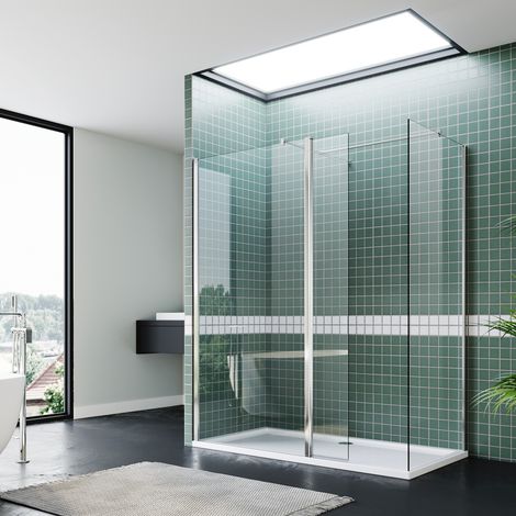ELEGANT Walk in Shower Enclosure 1000mm Shower Door with 300mm Flipper Panel 800mm Side Panel Shower Screen
