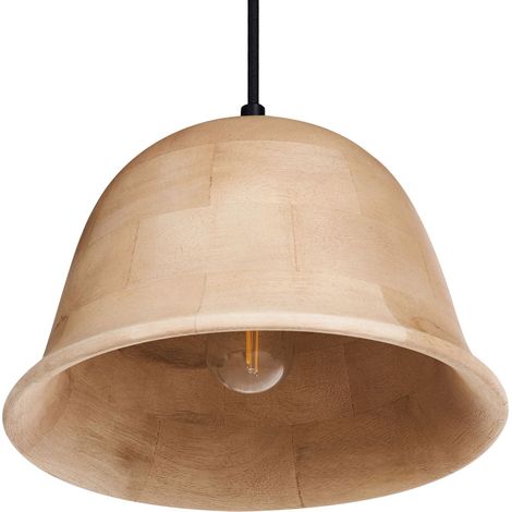 Lampadario rotondo in legno di mango chiaro Goika (1/5)