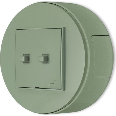 Interruptor doble para escaleras, de superficie, redondo, Mini, color verde salvia, fabricado en EE. UU.