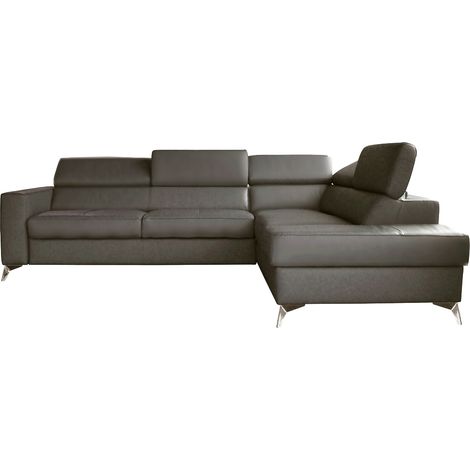 Canapé d'angle convertible en cuir italien de luxe 5/6 places avec coffre, MONZA, taupe, angle droit