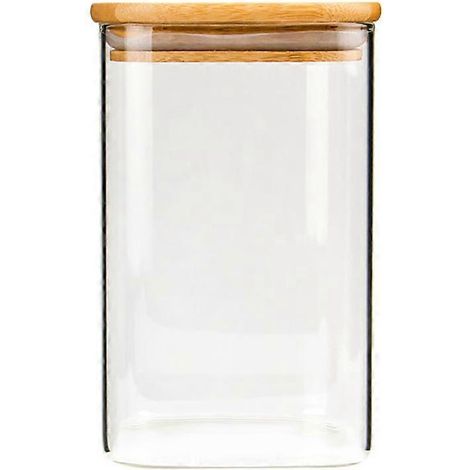 Bocal carré en verre, boîte de conservation hermétique pour grains de thé ou de café en vrac (950 ml)-10X10X15cm (1/3)