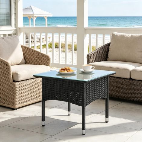 Table à manger en rotin, table d'extérieur, table de terrasse, table de balcon, table d'appoint, petite table basse, table de camping (uniquement avec table de camping) (1/5)