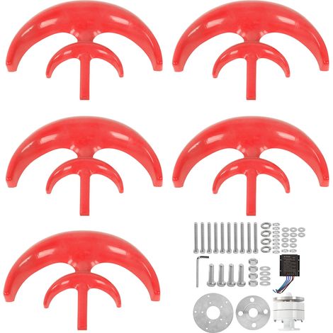 Éolienne Kit Extérieur 400W 5 Pales Générateur Énergie Vent Rouge 48V avec Régulateur (1/5)