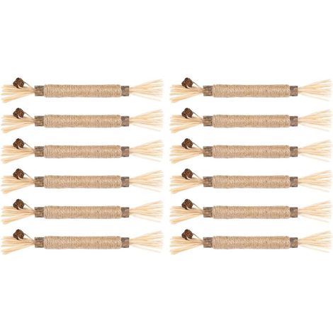 Lot de 12 bâtonnets à mâcher à l'herbe à Chat avec Balle, pour l'hygiène Dentaire et la Lutte Contre la Mauvaise haleine. (1/5)