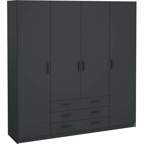 Dmora - Guardaroba grande Epipola, Mobile camera da letto, Cabina armadio portabiti, Armadio appendiabiti, 196x50 h200 cm, Grigio