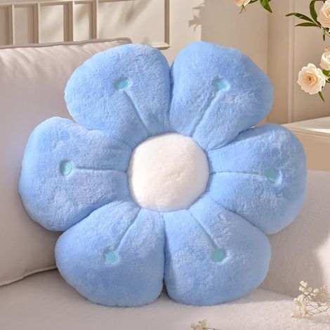 Coussin Fleur Petit, Coussin de Sol Forme de Fleur Bleu, Coussins Décoratif en Peluche Daisy Enfant, Aesthetic Coussins Décoration Canapé, Deco Chambre Ado Fille, 40 cm (1/5)