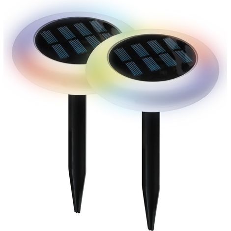 Lot de 2 piquets solaires LED RGB IP44 Volobe (1/5)