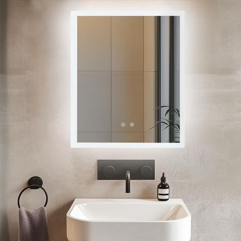 60x45cm Specchio Bagno con Luce Led Retroilluminato Antiappannamento Dimmerabile Funzione Memoria