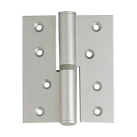 Paumelle aluminium anodisé naturel à bouts carrés main droite 100 x 85 mm - ARGENTA