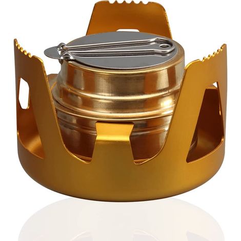 Mini Brûleur à Alcool Portable en Alliage d'aluminium Mini Réchauds de Camping à Gaz Ultraléger Brûleur à Alcool en Laiton pour Randonnée Camping Pique Nique (1/5)