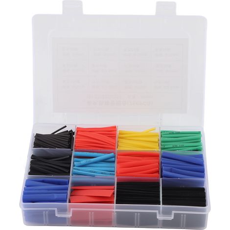 Kit de 750 gaines thermorétractables 2:1 en PE pour câbles électriques, assortiment de gaines et enrouleurs de fils (1/5)