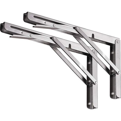 Lot de 2 Étagère murale pliante 500 mm Acier inoxydable 304 Support pliant pour établi Charge max 181kg Argenté (1/5)