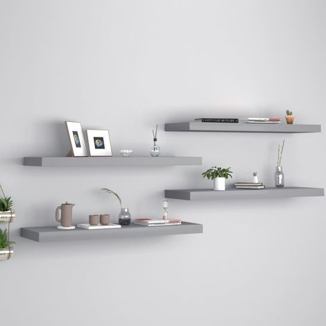 Estantes flotantes de pared 4 uds MDF gris 80x23,5x3,8 cm vidaXL (1/5)