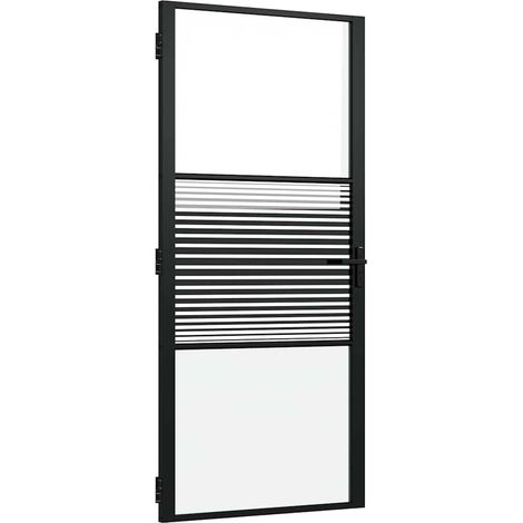 Puerta de Vidrio Rayado Negro 93 x 3,5 x 201,5 cm Aluminio vidaXL (1/5)