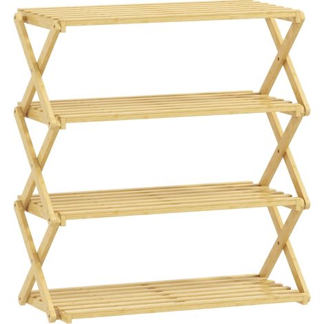Zapatero de bambú de 4 niveles 60 x 29 x 67 cm natural (1/5)