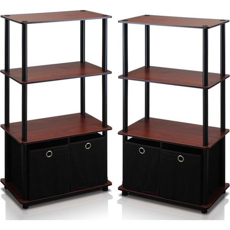Turn-N-Tube, Rangement, Étagère À Livres À 3 Niveaux De 120, 4 Cm De Large, Étagère d'angle, Étagères Ouvertes sans Outil, Rangement, Salon/Bureau/Garage, Expresso (1/4)
