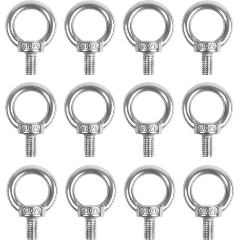 MINKUROW Eye Bolts M6 Eye Bolts Eye Lift Rings Tornillos De Rosca 304 Acero Inoxidable Para Flejar Cuerda Bind Diy 12 Piezas (1/5)