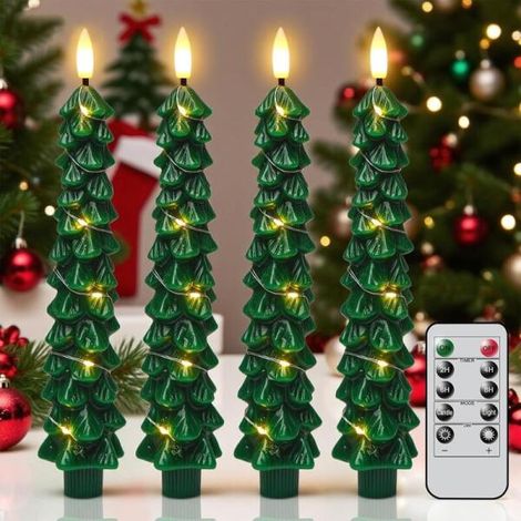 Bougies LED sans flamme, couleur verte, thème Noël, télécommande, minuterie, pour tables, mariages, fêtes et intérieurs.-AquaForge (1/5)