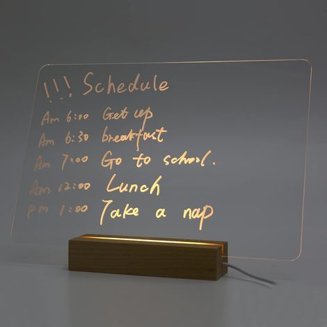 Tableau d'écriture transparent lumineux, tableau acrylique transparent, bloc-notes décoratif, cadre à messages, tableau mémo et décoration de bureau--3020cm (1/5)