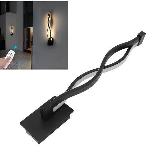 Applique murale LED en forme de vague, lampe murale à trois couleurs, télécommande, lumière de chevet, décoration de la maison, AC 170245V (21W, noir) (1/4)