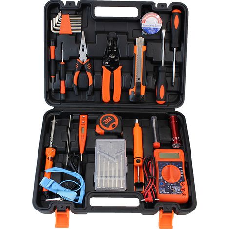Coffret à Outils Manuel, Kit de Bricolage et Réparation Domestique avec Boîte en Métal, 9 pièces