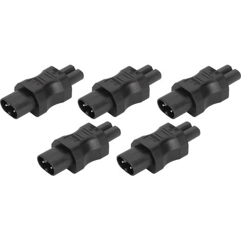 5pcs Connecteur de Convertisseur IEC320 C8 vers IEC320 C7, Adaptateur de Prise de Courant 2 Broches 2500W, Adaptateur d'alimentation C8 vers C7 pour Ordinateur Portable PC Châssis (1/5)