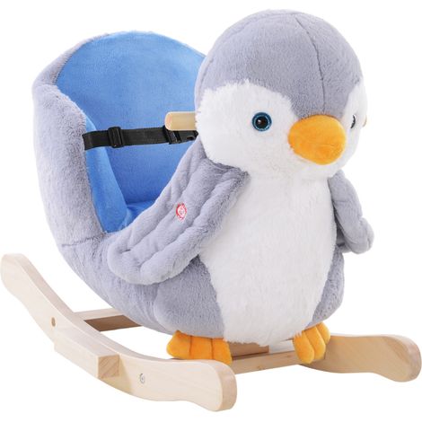 Cheval à bascule pingouin en peluche avec 32 chansons et ceinture de sécurité, à partir de 18 mois (1/5)