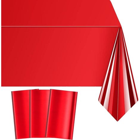 3x Rote Folien Tischdecken 137x274 cm für Partys & Feste