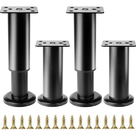 4 Pcs Pied de Meuble Reglable 12-18 cm, Pied Meuble Reglable, Pieds de Table de Nivellement pour Meubles, Pieds de Meubles Réglables en Hauteur Noirs pour Chaises Lit Canapé Placard Armoires (1/5)