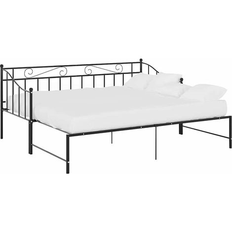 Maison Exclusive - Ausziehsofa Bettgestell Schwarz Metall 90x200 (1/5)