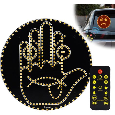 Lumière LED Geste Main 2 en 1 - 8 Modes - Acrylique - Télécommande - Accessoire Fenêtre Voiture - 17x17x3 cm (1/5)