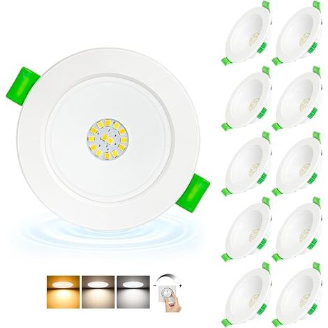 Spot LED Encastrable 230V, 5W 650LM Spots de Plafond Plat Trou 68-80mm, Blanc Chaud Blanc Neutre Blanc Froid Spot Salle de Bain IP44 pour Cuisine, Blanc (1/5)