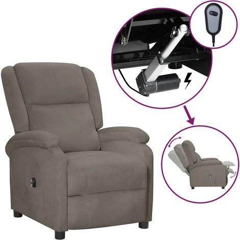 Fauteuil inclinable électrique Fauteuil Relax - Fauteuil Salon Gris clair Velours BV925923 - BonneVie (1/5)
