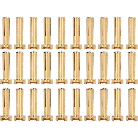 30 fiches bananes en laiton, haute précision, connecteurs standard pour câbles de batterie RC, 4 mm (1/4)