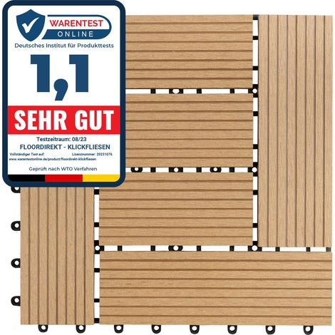 WPC-Terrassenfliese Classic Teak 30 x 30 cm 11 Stück