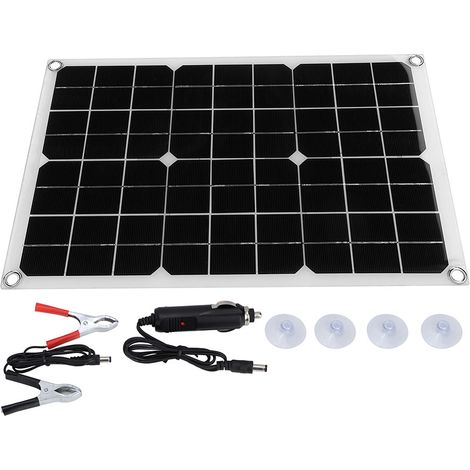 Kit panneau solaire monocristallin 20 W 18 V, panneau solaire semi-flexible avec clip pour batterie (1/5)