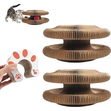 Cocons griffoirs pour Chats, 2 pièces Abri et Jouet pour Chats avec Carton à griffer pour Chats, Accessoire griffoir pour intérieur (1/5)