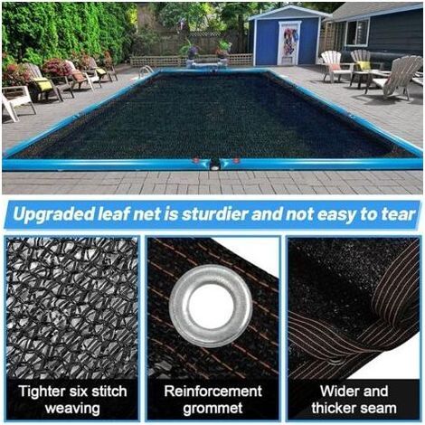 Couverture Filet de Feuille pour Piscine Rectangulaire, Bâche Protection Piscines Hors-Sol, Extérieur Bloquer Feuilles Mortes et Débris 3×5m(10x16,4ft) (1/3)